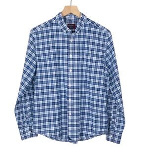 Untuckit Button Down Shirt Long Sleeve Plaid Blue